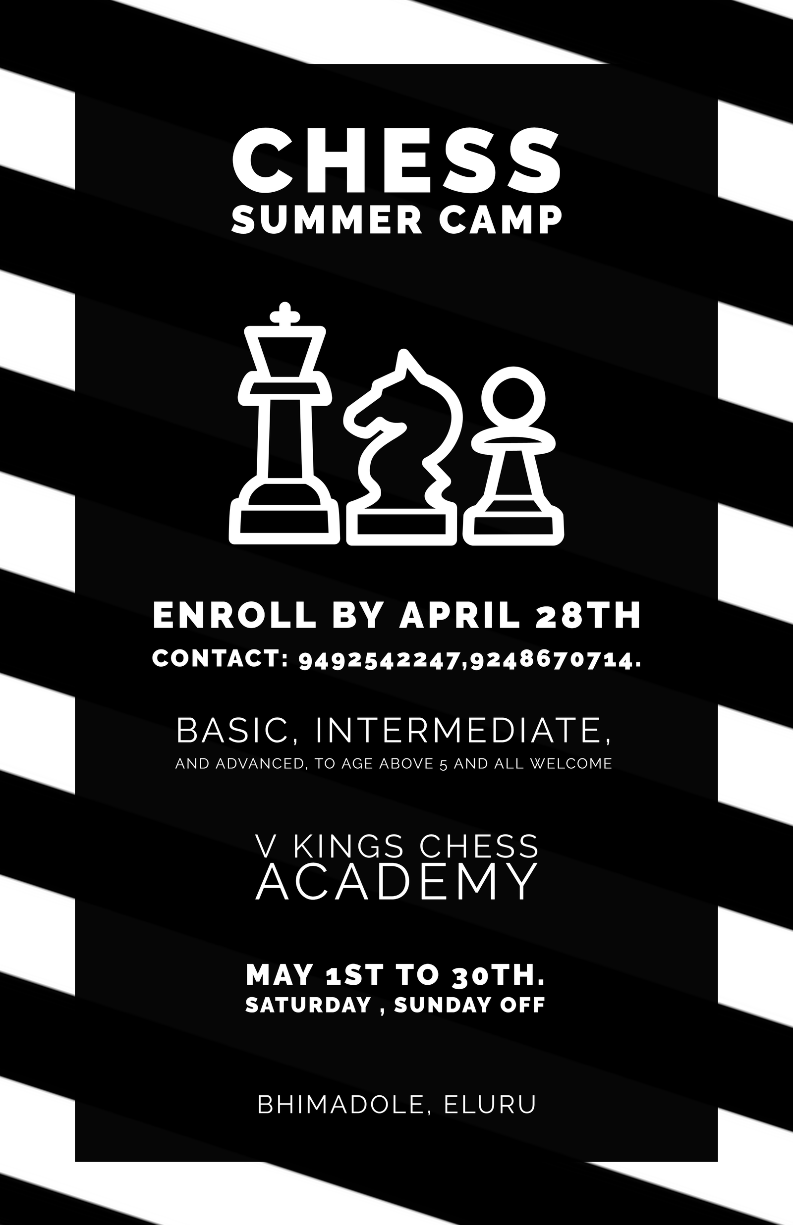 Summer Chess Coaching Camp 2023 from 1st May 2023 to 30th May 2023.
